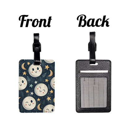Smiling Sweet Moons Travel Faux Leather Luggage Tag