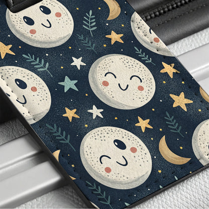Smiling Sweet Moons Travel Faux Leather Luggage Tag