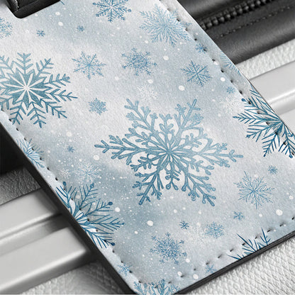 Snowflakes And Winter Travel Faux Leather Luggage Tag
