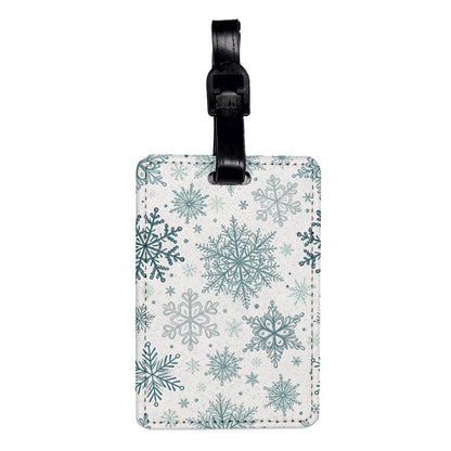 Snowflakes Pretty Winter Background Travel Faux Leather Luggage Tag