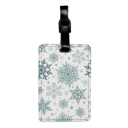 Snowflakes Pretty Winter Background Travel Faux Leather Luggage Tag