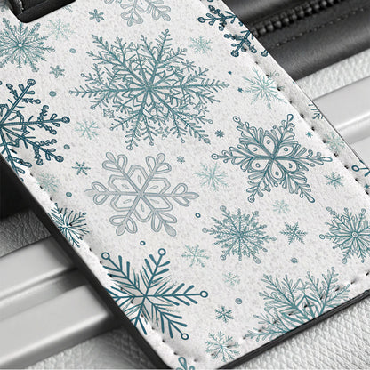 Snowflakes Pretty Winter Background Travel Faux Leather Luggage Tag