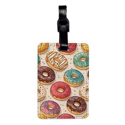 So Many Donuts Background Travel Faux Leather Luggage Tag