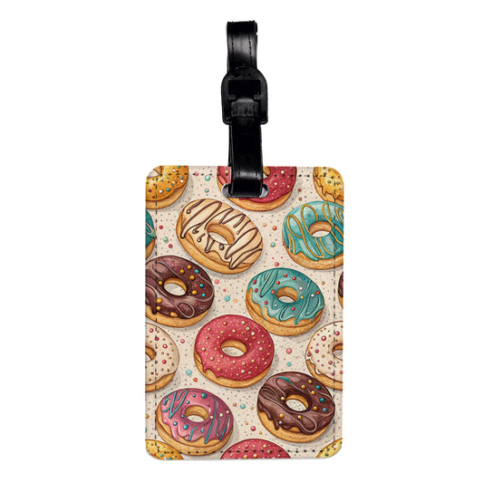 So Many Donuts Background Travel Faux Leather Luggage Tag