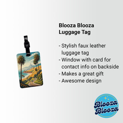 Southern California Highway Beach Ocean Travel Faux Leather Luggage Tag