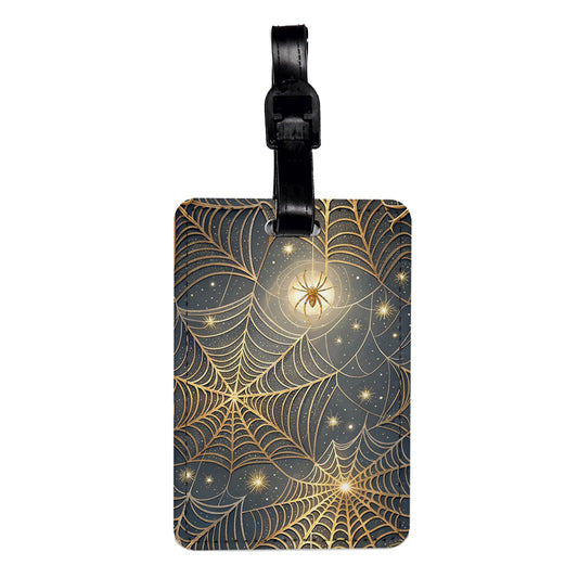 Spider Web Background Travel Faux Leather Luggage Tag