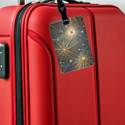 Spider Web Background Travel Faux Leather Luggage Tag
