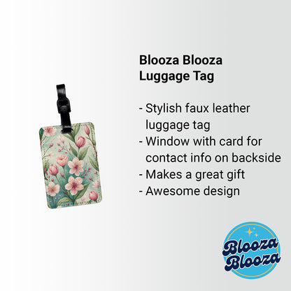 Spring Background Pink Flowers Elegant Travel Faux Leather Luggage Tag