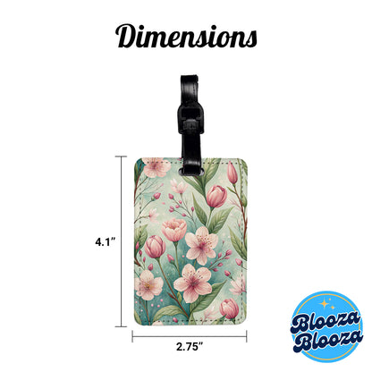 Spring Background Pink Flowers Elegant Travel Faux Leather Luggage Tag