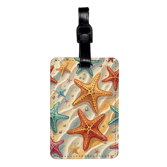 Starfish Pretty Beach Background Travel Faux Leather Luggage Tag