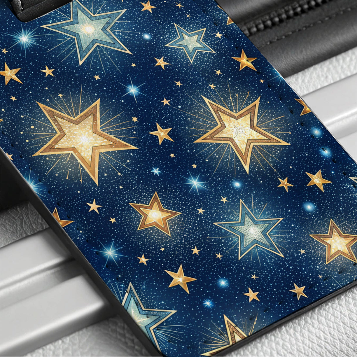 Stars Pretty Background Travel Faux Leather Luggage Tag