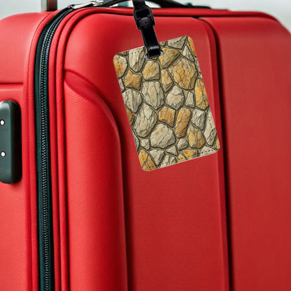 Stone Wall Background Travel Faux Leather Luggage Tag