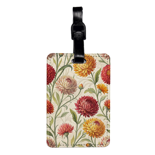 Strawflower Flowers Elegant Travel Faux Leather Luggage Tag