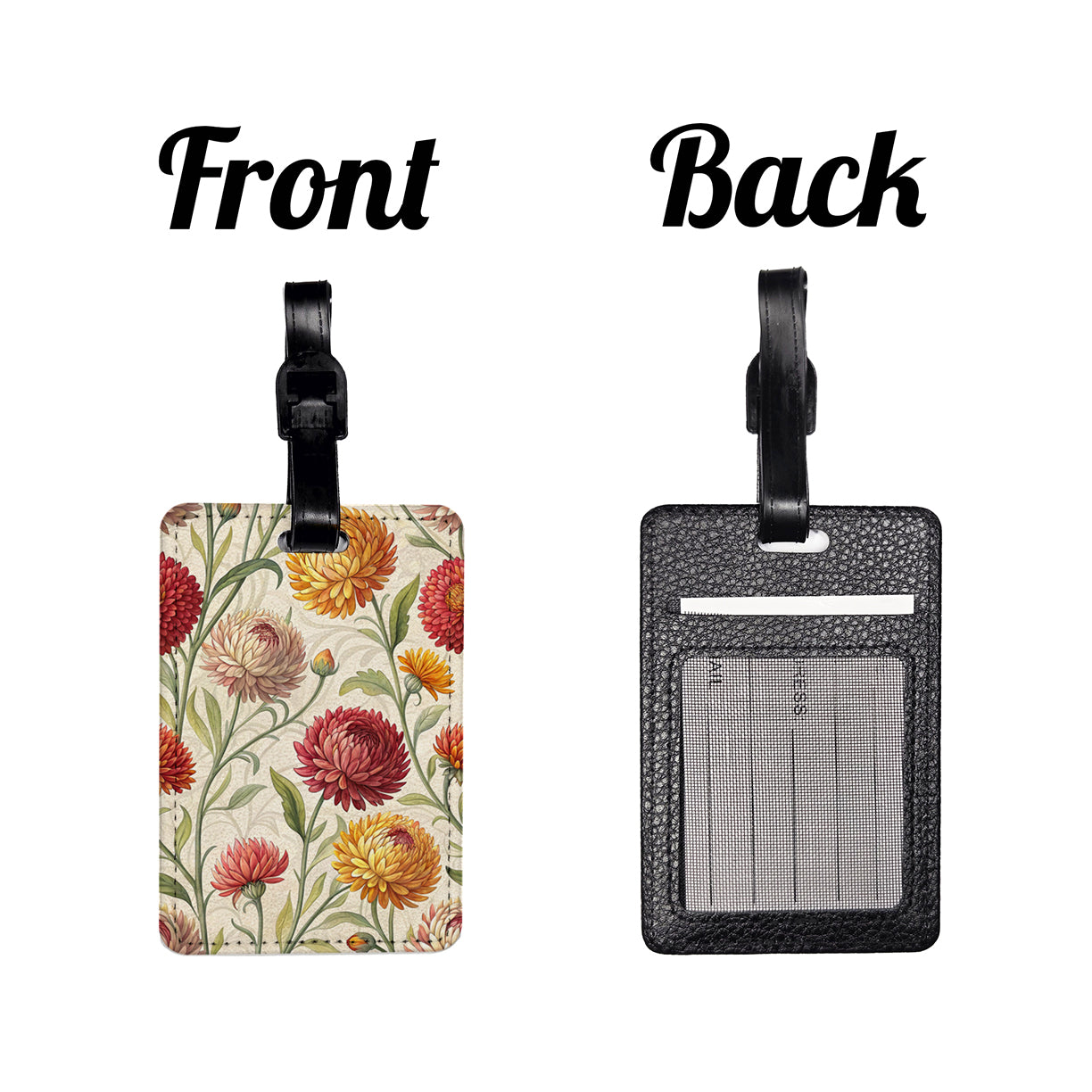 Strawflower Flowers Elegant Travel Faux Leather Luggage Tag