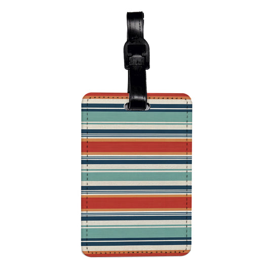 Stripes Blue Red Orange Travel Faux Leather Luggage Tag