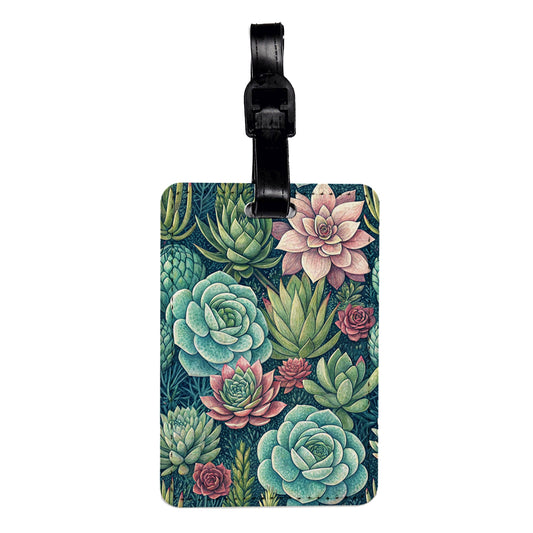 Succulents Pretty Nature Travel Faux Leather Luggage Tag