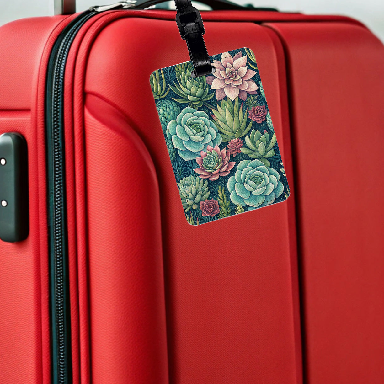 Succulents Pretty Nature Travel Faux Leather Luggage Tag