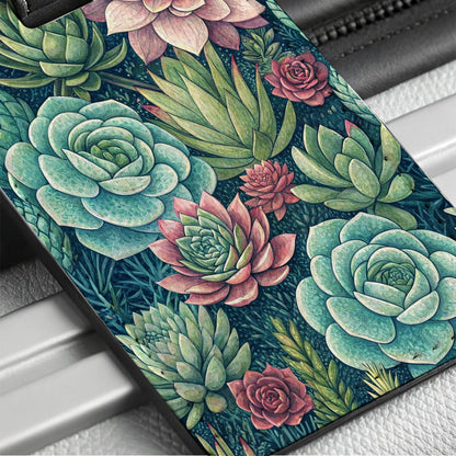 Succulents Pretty Nature Travel Faux Leather Luggage Tag