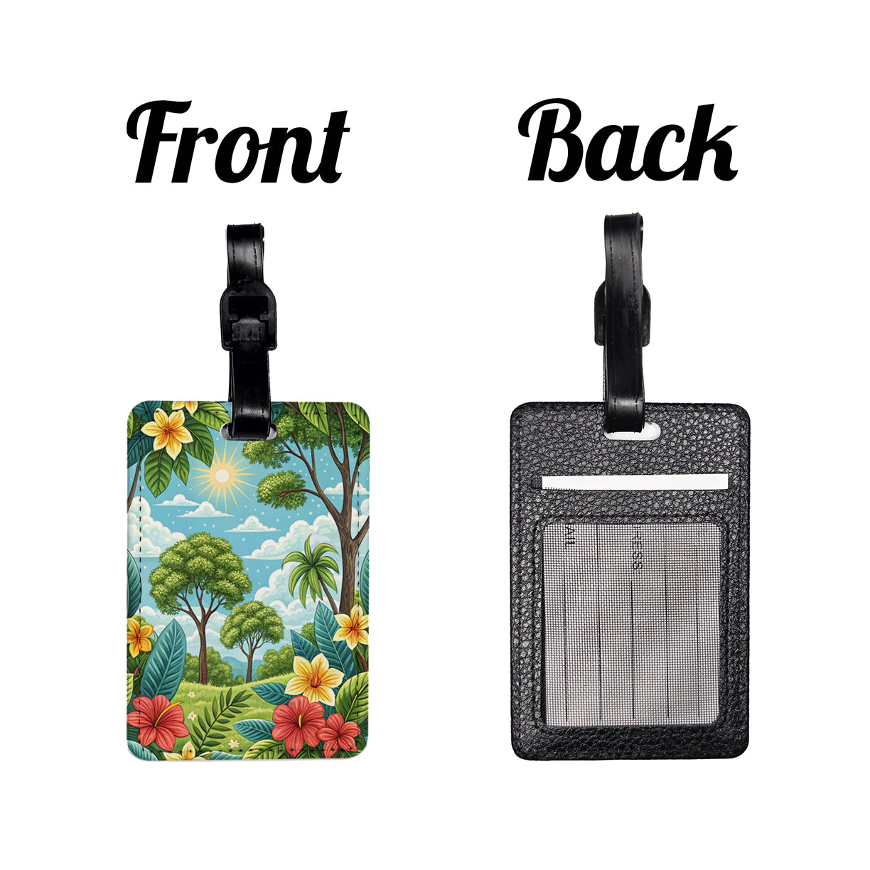 Summer Tropical Flowers Trees Travel Faux Leather Luggage Tag