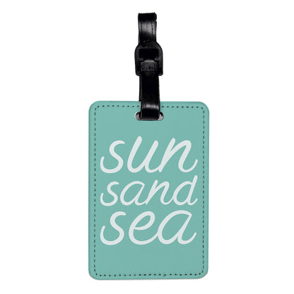 Sun Sand Sea Script Travel Faux Leather Luggage Tag