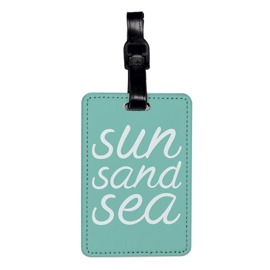 Sun Sand Sea Script Travel Faux Leather Luggage Tag