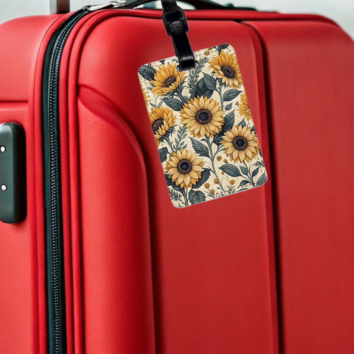 Sunflowers Elegant Background Travel Faux Leather Luggage Tag