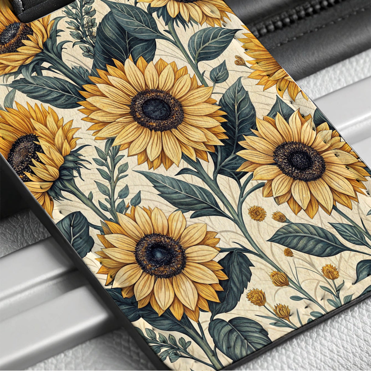 Sunflowers Elegant Background Travel Faux Leather Luggage Tag