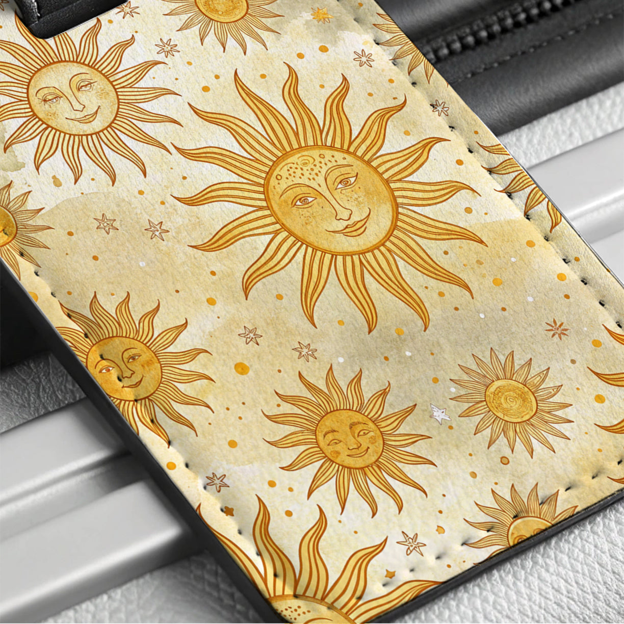 Suns Elegant Background Travel Faux Leather Luggage Tag