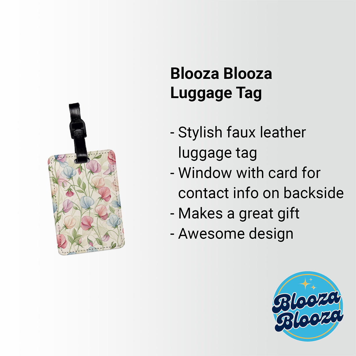 Sweet Pea Flowers Background Travel Faux Leather Luggage Tag