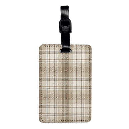 Tan Plaid Background Travel Faux Leather Luggage Tag