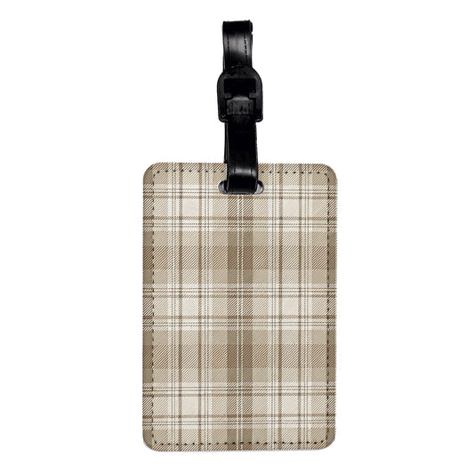 Tan Plaid Background Travel Faux Leather Luggage Tag