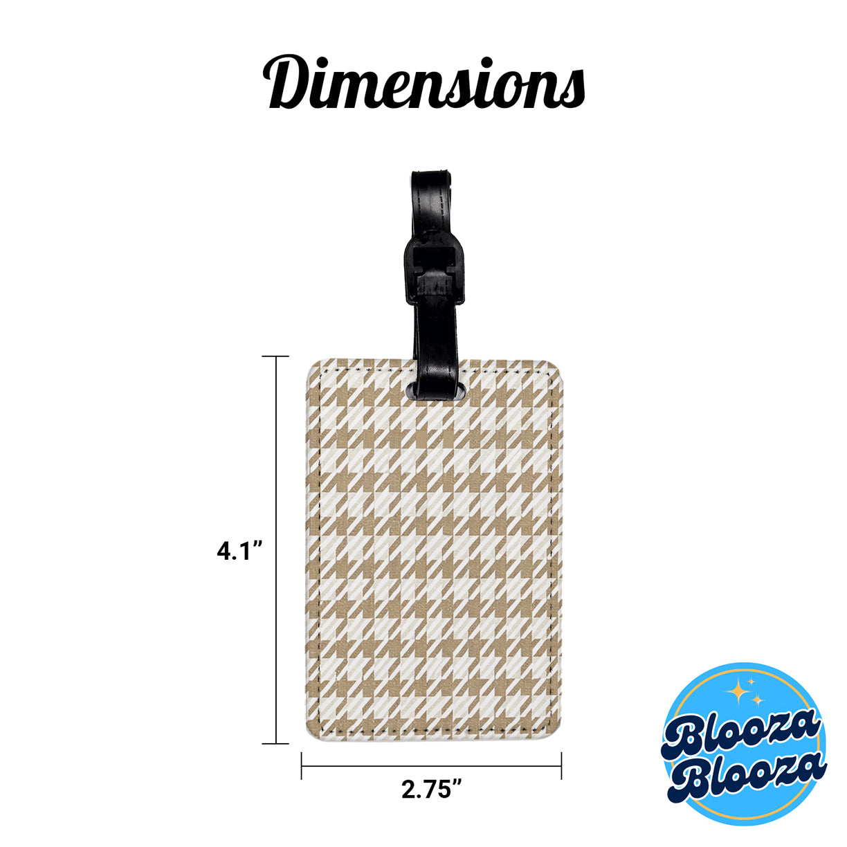Tan White Houndstooth Background Travel Faux Leather Luggage Tag