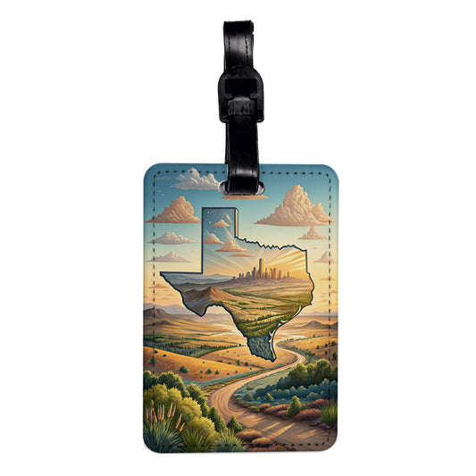 Texas State Beautiful Scene Travel Faux Leather Luggage Tag