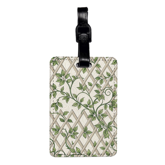 Trellis Ivy Pattern Travel Faux Leather Luggage Tag