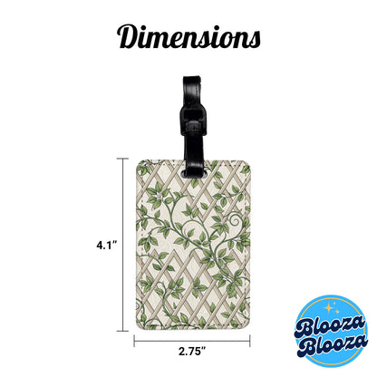 Trellis Ivy Pattern Travel Faux Leather Luggage Tag