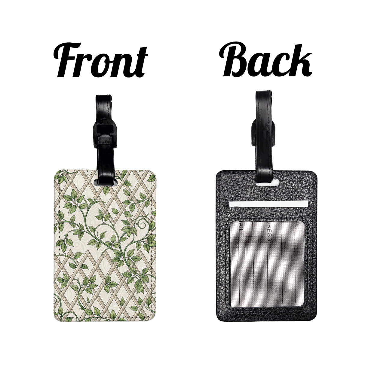 Trellis Ivy Pattern Travel Faux Leather Luggage Tag