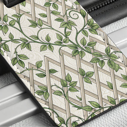Trellis Ivy Pattern Travel Faux Leather Luggage Tag