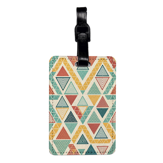Triangles Background Colorful Travel Faux Leather Luggage Tag