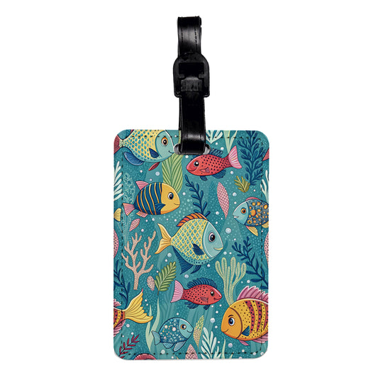 Tropical Cute Fish Travel Faux Leather Luggage Tag