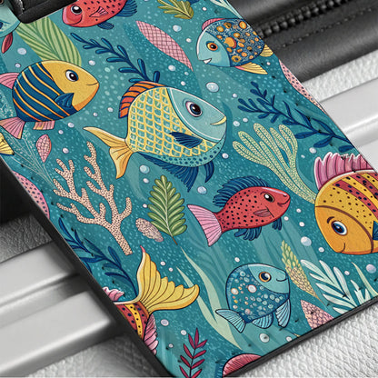 Tropical Cute Fish Travel Faux Leather Luggage Tag
