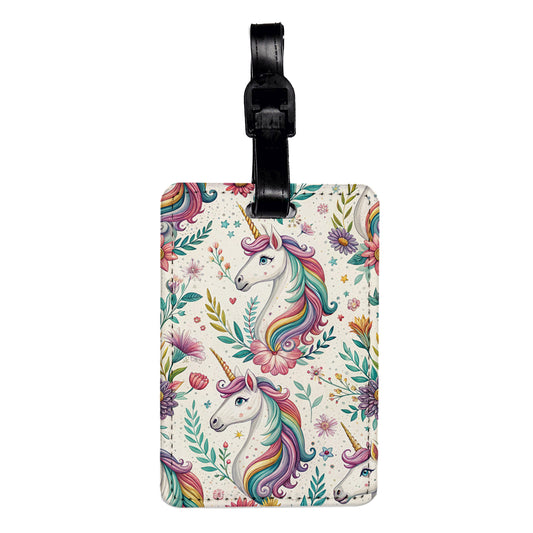 Unicorn Colorful Pretty Background Travel Faux Leather Luggage Tag