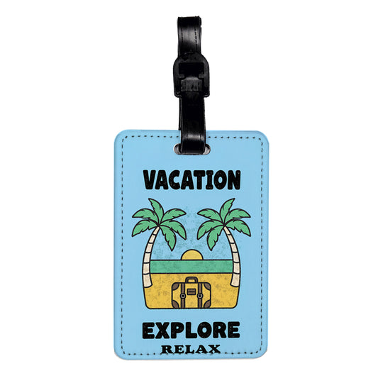 Vacation Explore Relax Cute Travel Faux Leather Luggage Tag