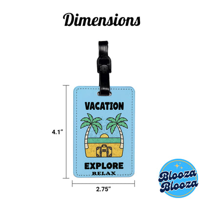Vacation Explore Relax Cute Travel Faux Leather Luggage Tag