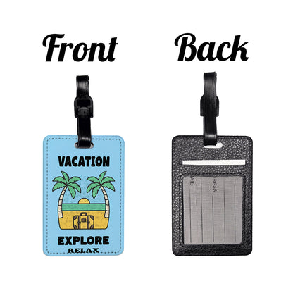 Vacation Explore Relax Cute Travel Faux Leather Luggage Tag