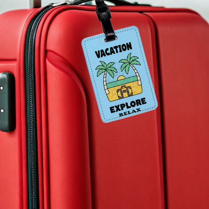Vacation Explore Relax Cute Travel Faux Leather Luggage Tag