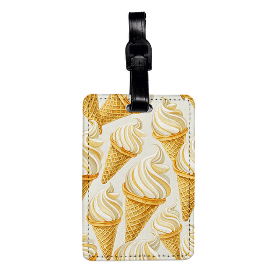 Vanilla Ice Cream Cones Travel Faux Leather Luggage Tag