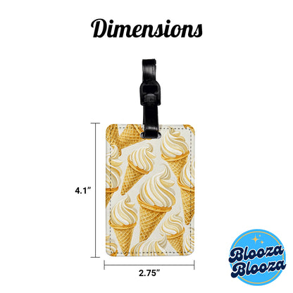 Vanilla Ice Cream Cones Travel Faux Leather Luggage Tag