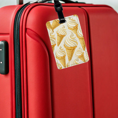 Vanilla Ice Cream Cones Travel Faux Leather Luggage Tag