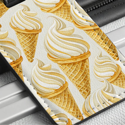 Vanilla Ice Cream Cones Travel Faux Leather Luggage Tag