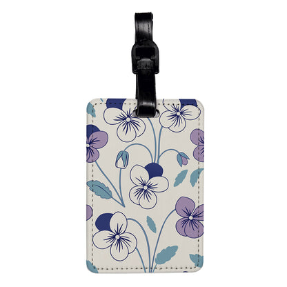 Violet Flowers Drawing Travel Faux Leather Luggage Tag